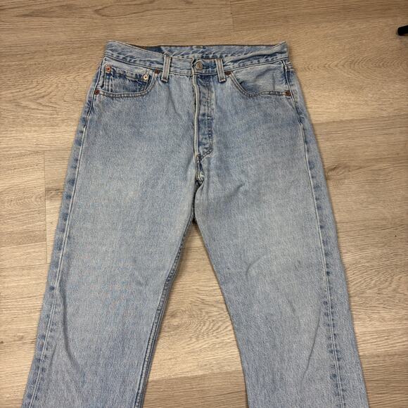 Vintage 90s Levi's 501 Straight Leg Jeans 30x27 Raw Hem Made in USA - Picture 4 of 11